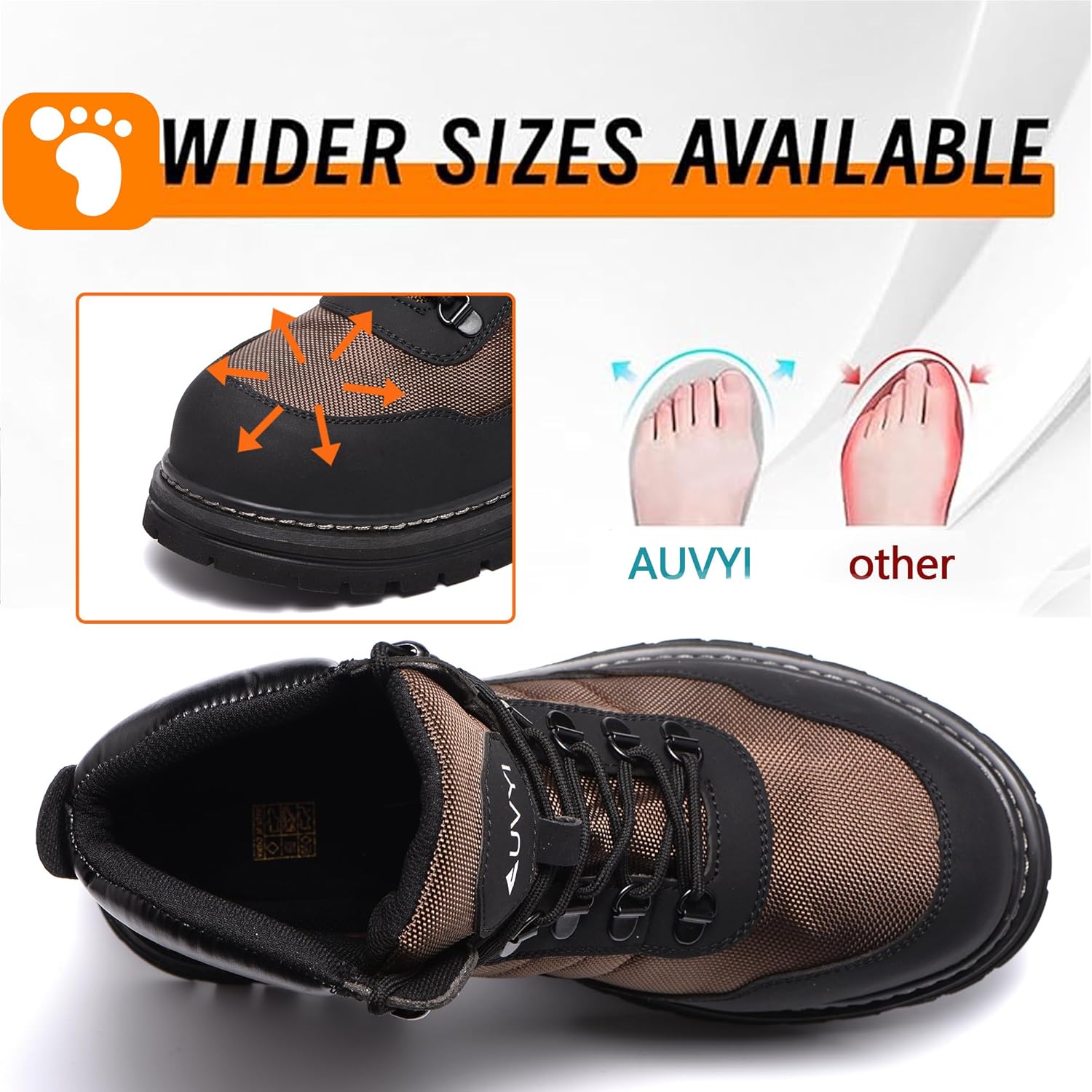 Steel Toe Work Boots for Men – Wide Toe Durable Safety Shoes with Slip-Resistant Sole Botas de Trabajo Seguridad para Hombre - Image 4