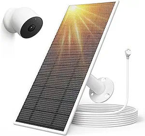 Solar Panel for Google Nest Camera Outdoor or Indoor(Battery Version), 5V 5W Solar Power Charger with 13Ft Cable- Special Made for Google Nest Cam