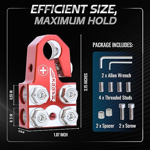 Miniatura 6 de Kaas Conector de terminal de batería de plomo ácido de 8 vías, juego positivo y negativo, adaptador de poste de batería para poste superior cónico