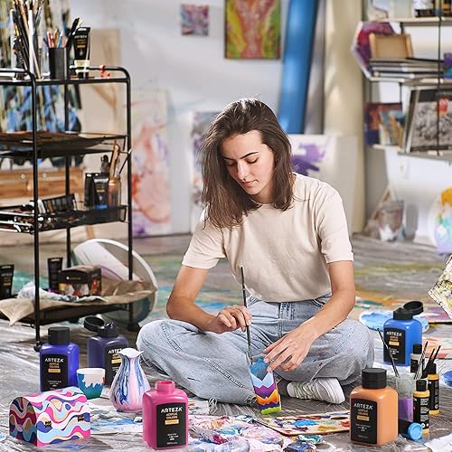 Miniatura 7 de ARTEZA Pintura acrílica, A503 azul ultramarino, 33.8 onzas líquidas, tarro de 33.8 fl oz, opaca, de secado rápido, pinturas acrílicas para pintar