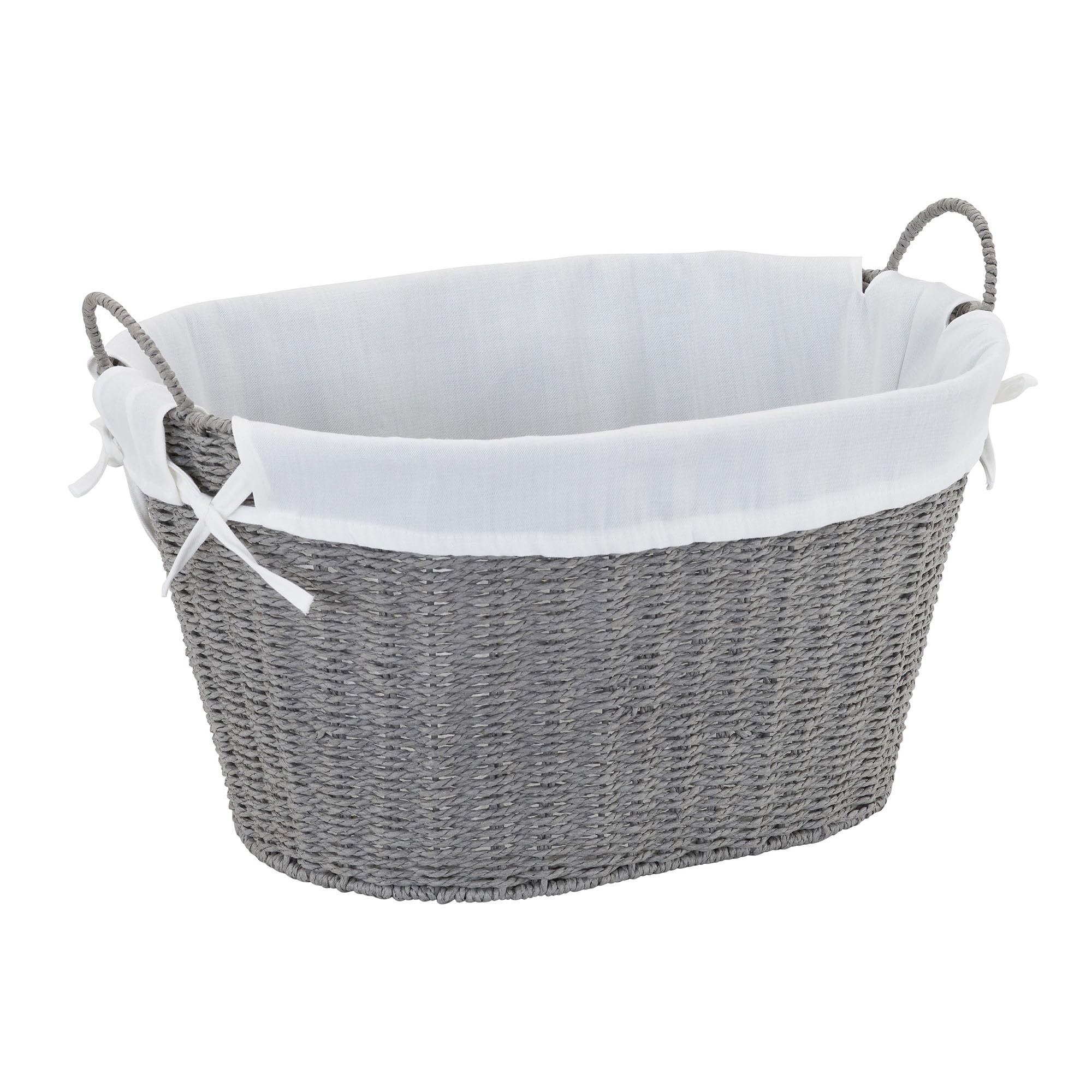 Household Essentials ML-7267 Decorative Wicker Laundry Basket with Handles and Removable Liner | Grey, Gray Paper Rope