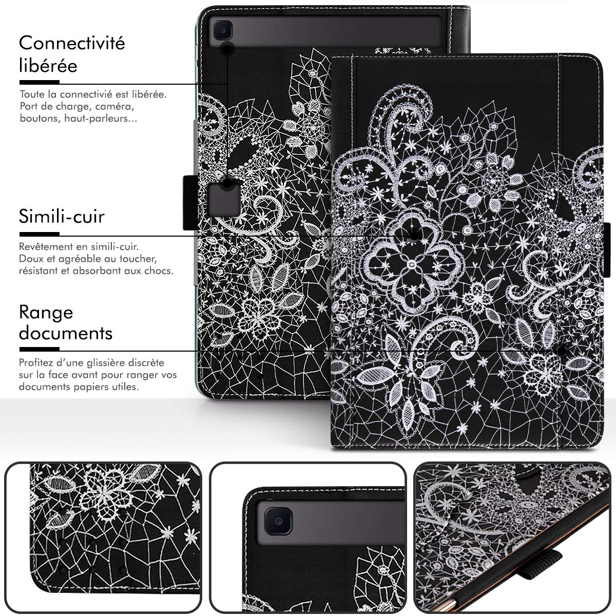 Housse Etui de Protection Support Noir pour Tablette Yotopt 10,1 Pouces