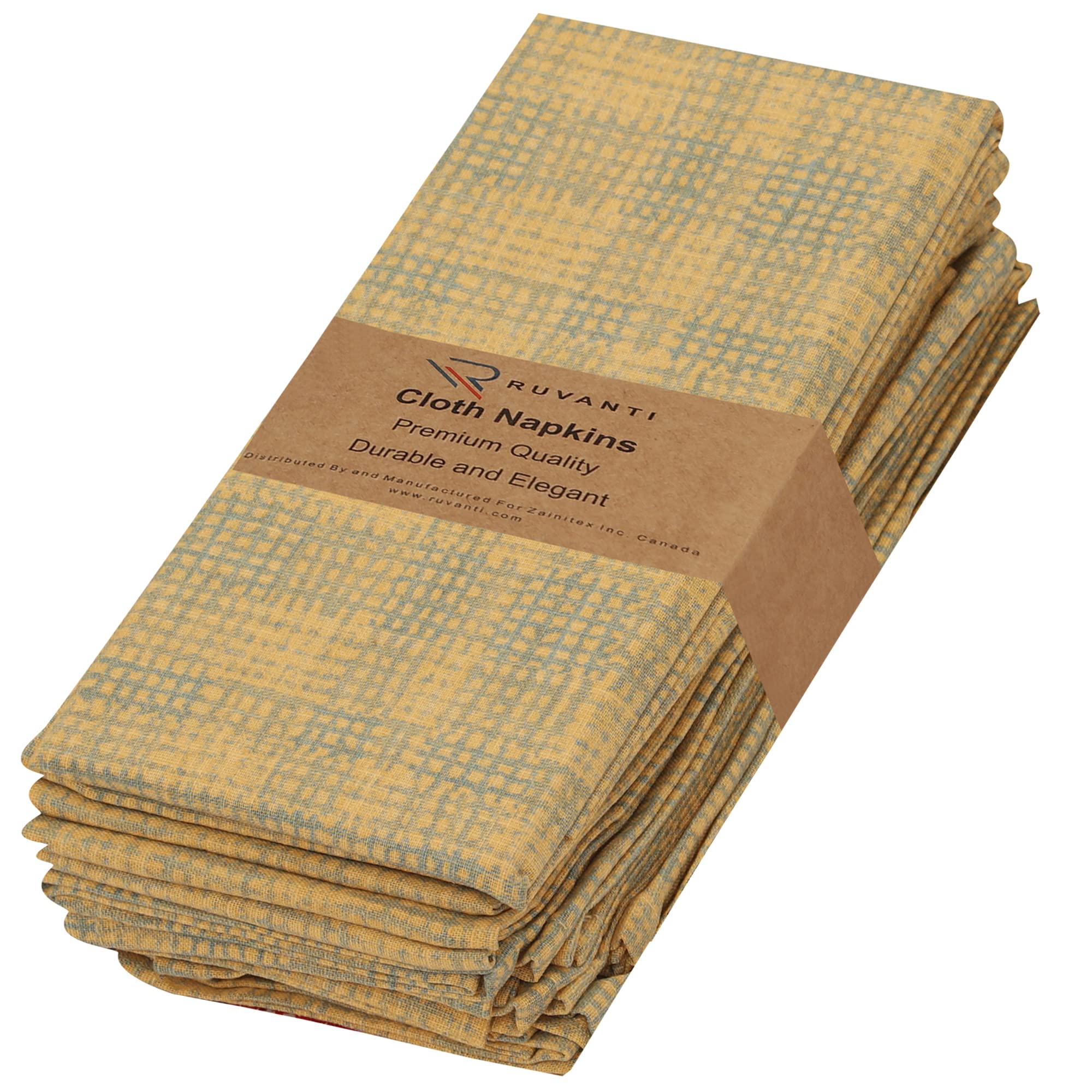 RUVANTI Cloth Napkins Set of 6, 100% Cotton, 18x18 Inches, Soft, Absorbent. Perfect for Parties, Weddings, Dinner