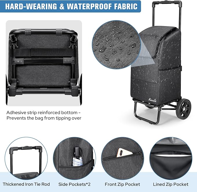 Carrito plegable 2 en 1 para compras 330 lbs negro miniatura 5