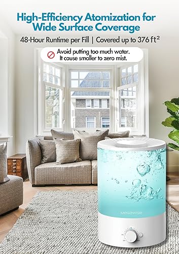 Miniatura 5 de Megawise Humidificador de niebla fría  Paquete de 2 repuestos superiores de 3.5 L de capacidad para guardería, dormitorio, hogar y oficina +