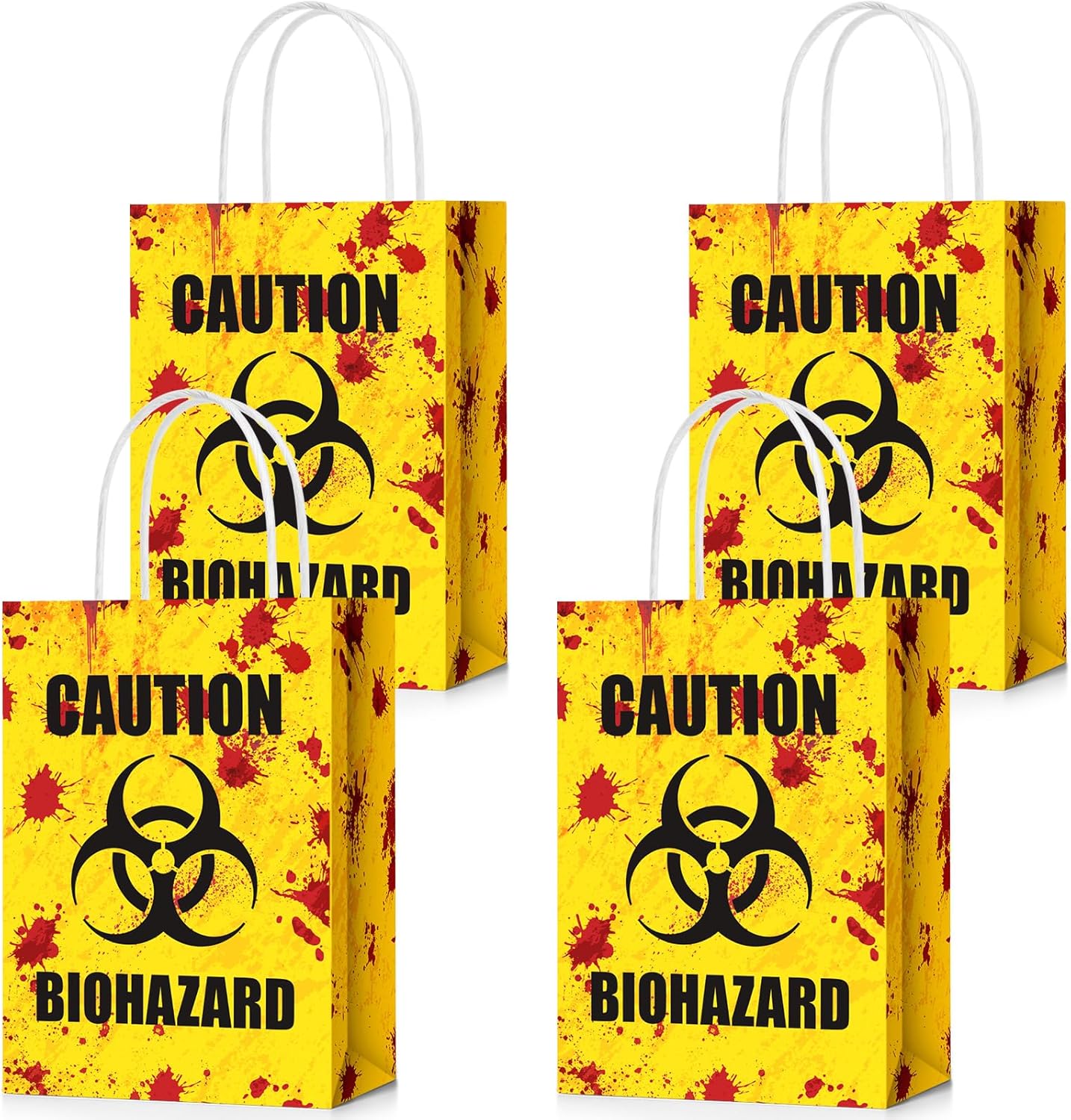 TaoBary 24 Pcs Halloween Biohazard Treat Bags Halloween Paper Gift Bags with Handles Zombie Theme Horror Party Favors for Candy Goodie Snacks Holiday Party Supplies