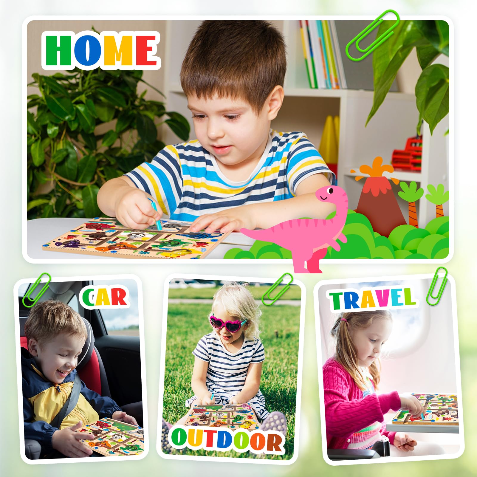 Labirinto Magnetico Giochi Montessori, Commodum Giochi Montessori Bambini, Colori e Numeri Gioco di Abbinamento, Puzzle Bambini, Dinosauro Gioco Bambini, Regalo per Bambini 3 4 5 6 Anni