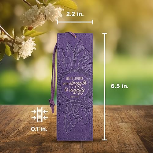 Miniatura 197 de Christian Art Gifts - Separador de piel sintética con cinta de satén y verso bíblico inspirador para mujeres y hombres, Marrón - Proverbios 31 Mujer