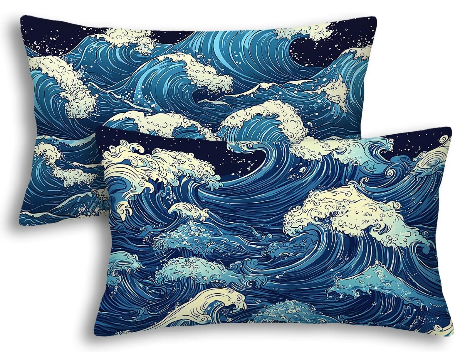 Taie oreiller 40x60 lot de 2 housse de coussin bleu rectangulaire