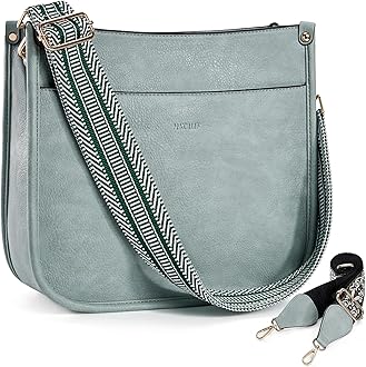 HKCLUF Crossbody Bags for Women Trendy Vegan Leather Hobo Handbags With 2PCS Adjustable Guitar Strap Shoulder Bucket Bags