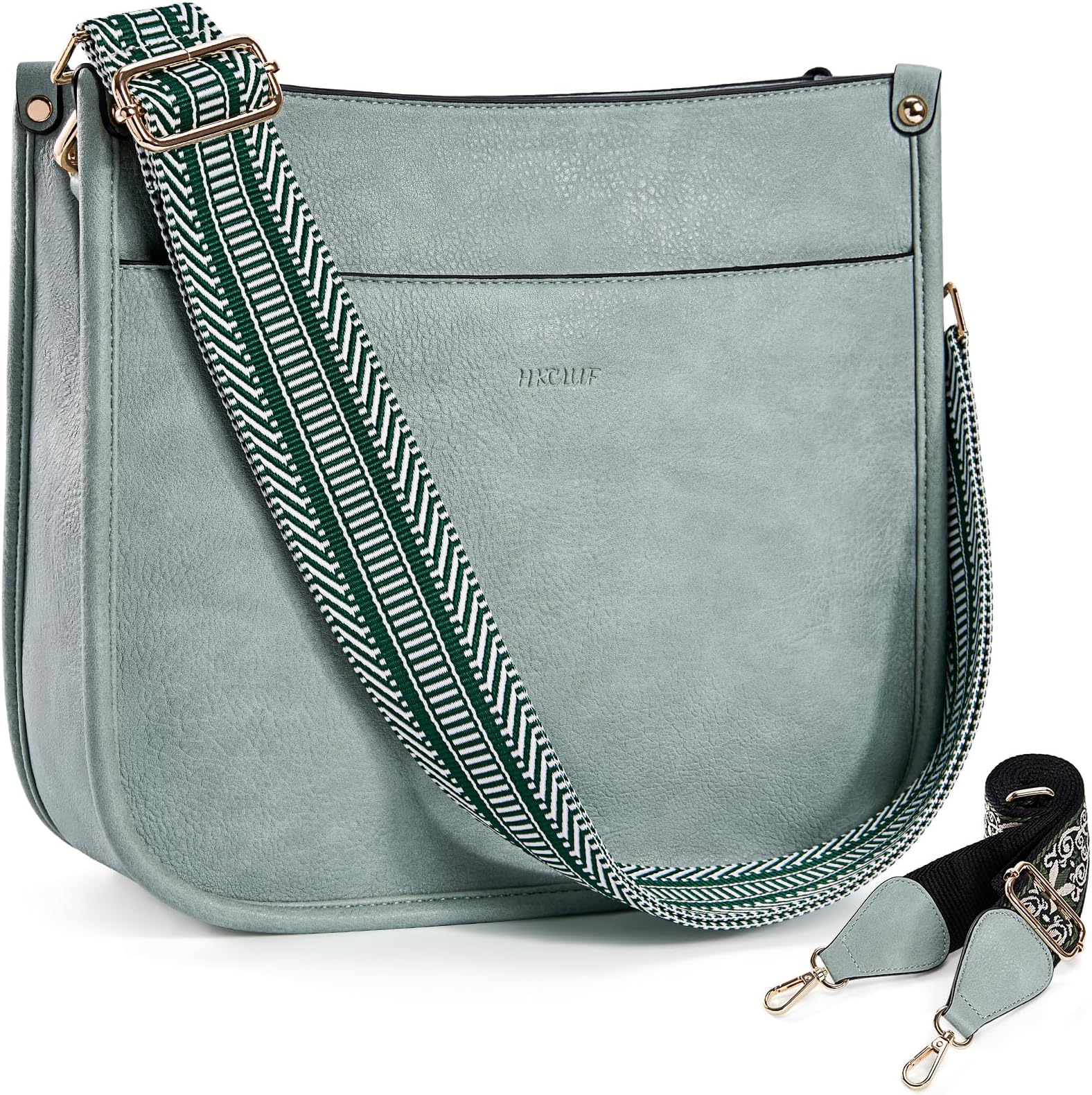 Crossbody Bags for Women Trendy Vegan Leather Hobo Handbags With 2PCS Adjustable Guitar Strap Shoulder Bucket Bags