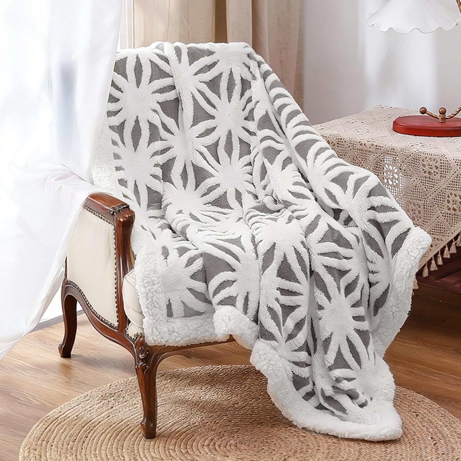LOMAO Sherpa Fleece Blanket for Mom Cozy Soft Throw Blanket for Women Men Birthday Gifts Dual Sided Couch Sofa Bed Blanket (Grey,51x63)