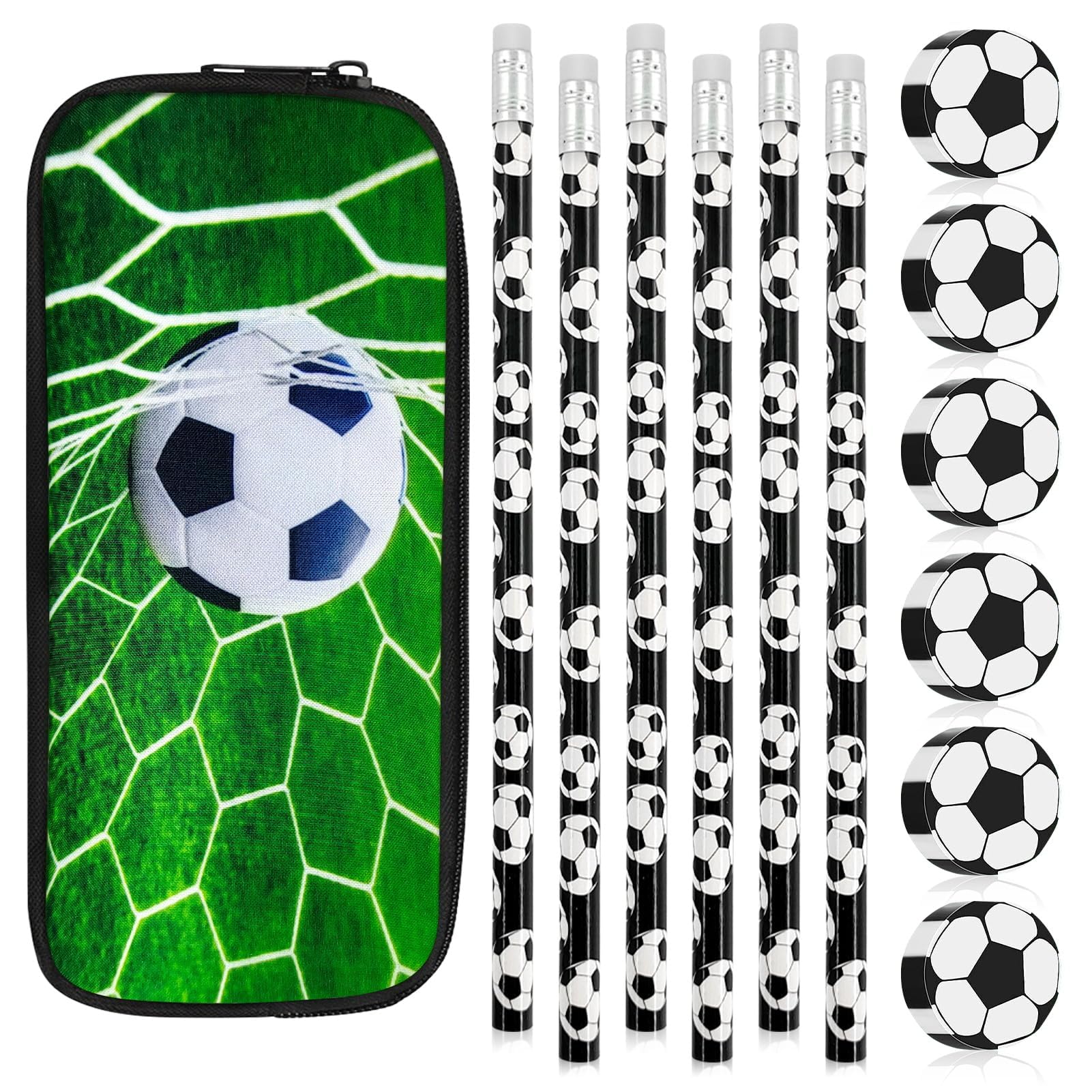 13 Estuche de lápices de Fútbol,Lápices de Fútbol de Madera,Divertidas Borradord Futbol,Lápices de Fútbol,Fútbol para Lápiz Regalos de Fiesta,Escolar Infantil Niños Alumnos Papelería Cumpleaños
