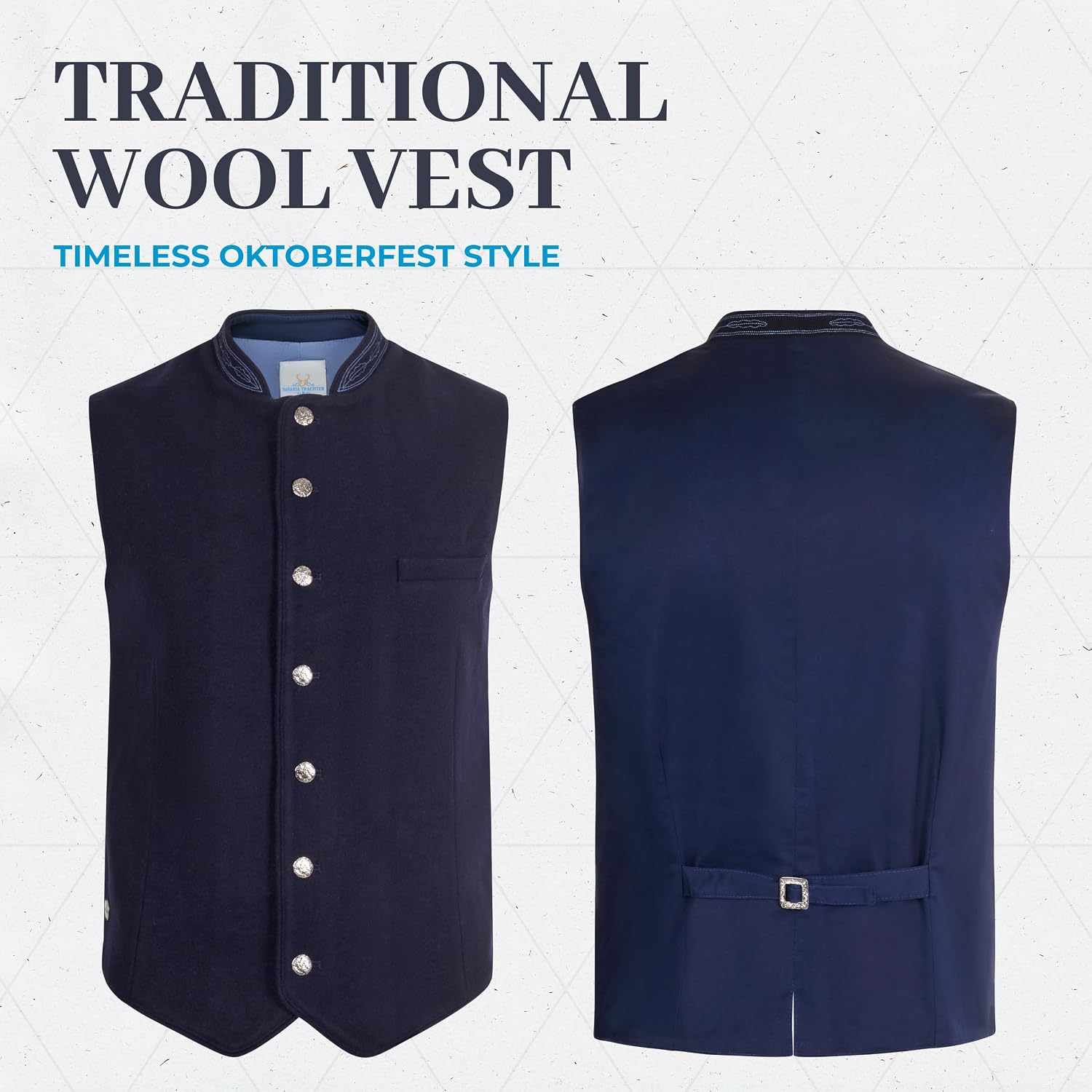 BAVARIA TRACHTEN Men's Oktoberfest Lederhosen Vest Trachten Waistcoat Vest