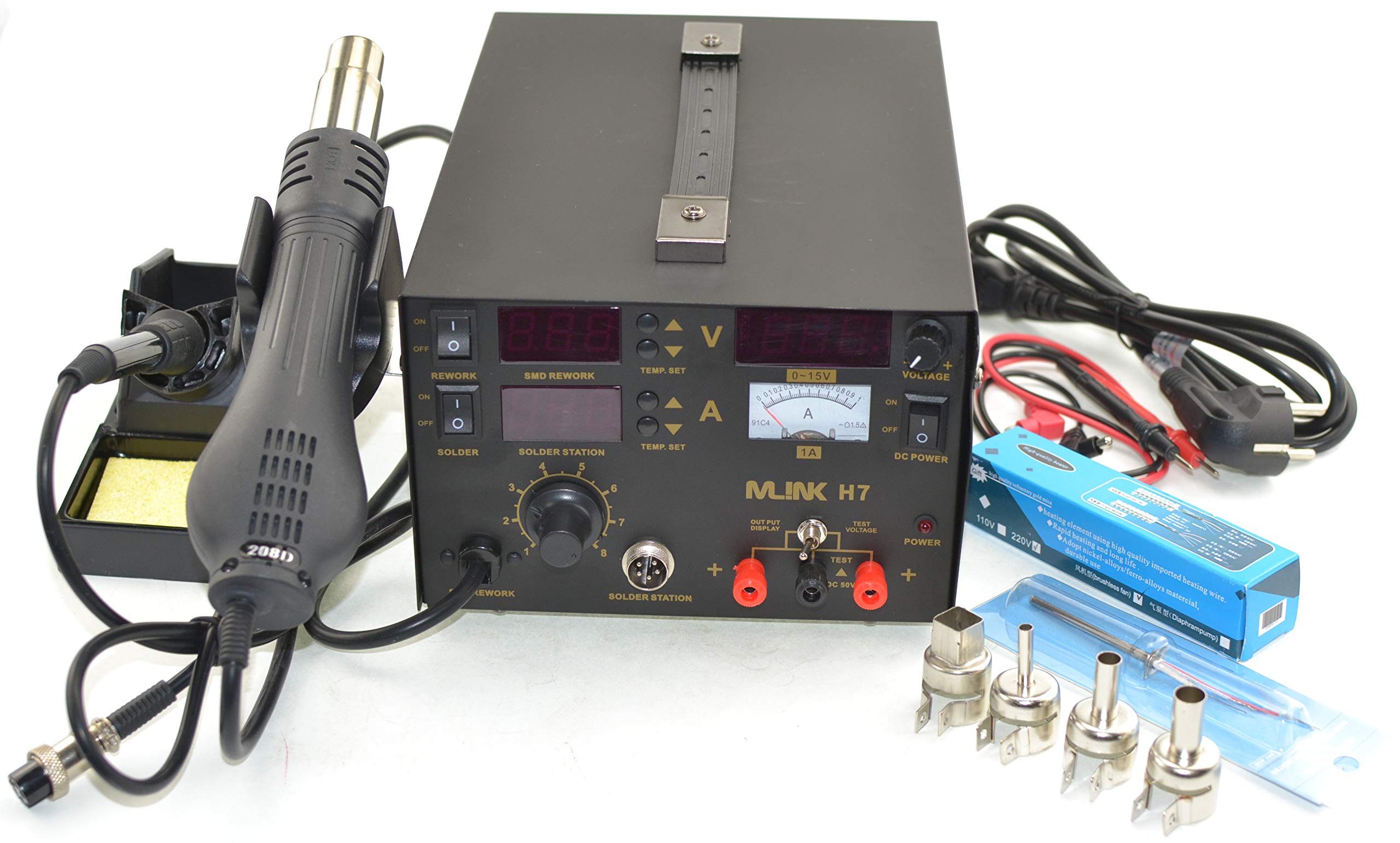 Mlink H7 Estación de Soldadura 3 en 1 con Aire Caliente y Fuente DC 800W Pantalla LED 10 Puntas