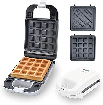 Amazon Applife 2in1 着脱式 ホットサンドメーカー ワッフルメーカー シングル ホットサンド ワッフル 電気 1枚用 簡単 時短 調理 フッ素加工 お菓子作り 朝食 電気式 卓上 調理家電 お手軽 シンプル ホワイト 家庭用 プレート2種 着脱式プレート プレート水洗い可能