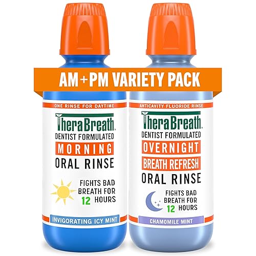 TheraBreath AM + PM Mouthwash Bundle, Morning & Overnight Rinses,