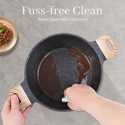 Miniatura 5 de Juego de ollas y sartenes antiadherentes de 23 piezas, juego de utensilios de cocina de granito, sin PFOA, incluye sartenes, cacerolas, plancha,