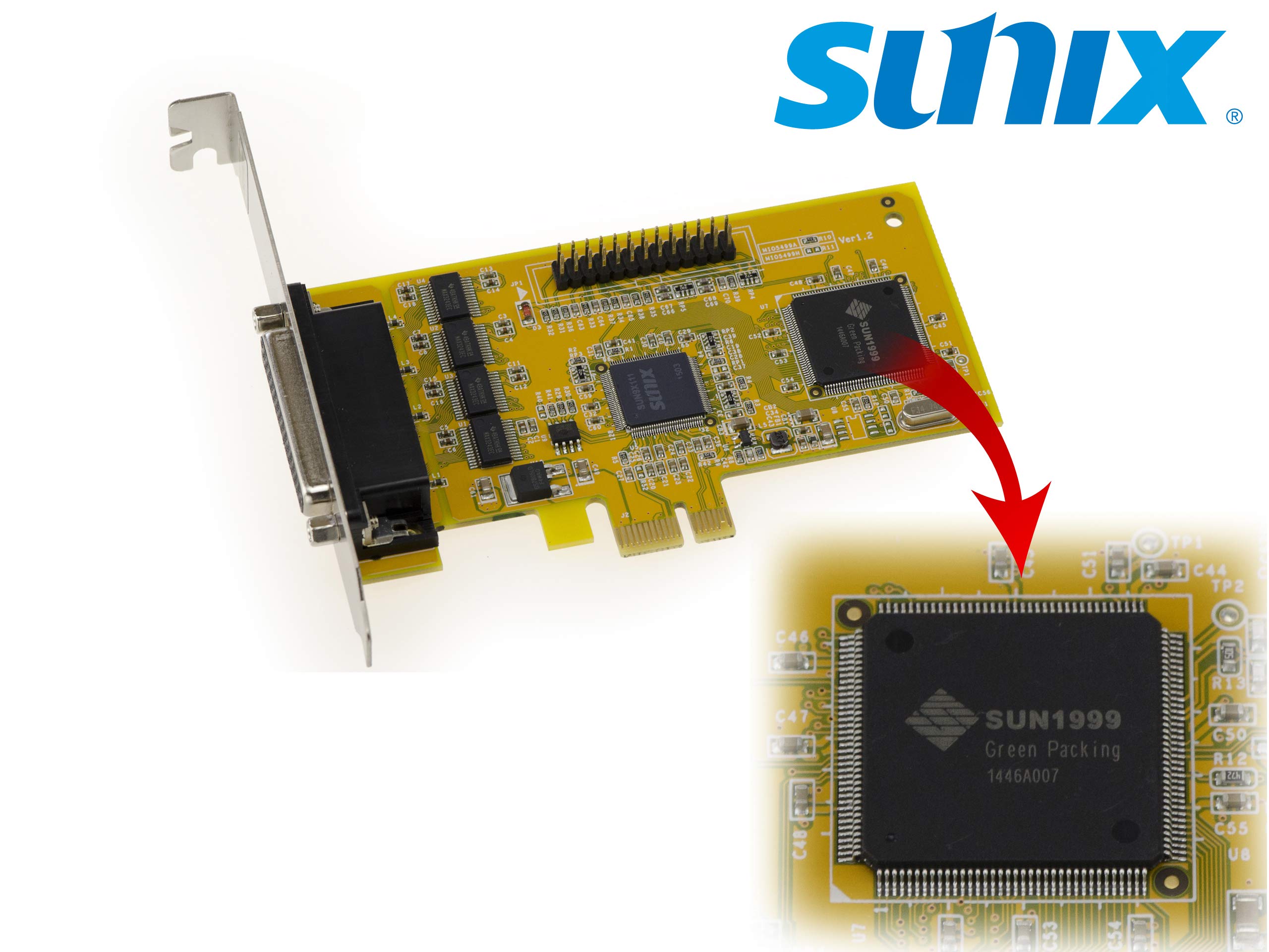 KALEA-INFORMATIQUE Scheda controller seriale RS232 e parallela PCI Express PCIe con 4 porte COM RS-232 DB9 e 1 porta LPT IEEE1284 DB25. Chipset SUN1999 (MIO5499A)