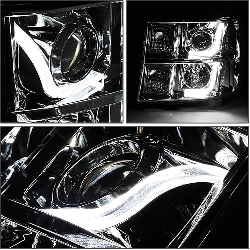 Miniatura 3 de DNA MOTORING U-Halo - Faros delanteros para proyector compatibles con GMC Sierra 1500, 2500HD, 3500HD 24-DOOR, lente ahumada,