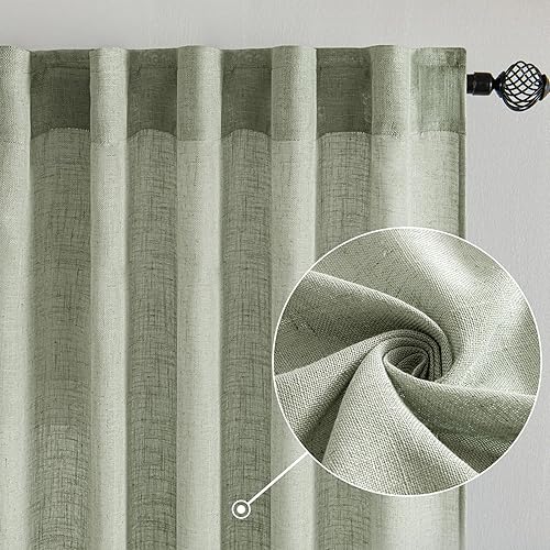 Vista 96 de MIULEE - Cortinas semitraslúcidas suaves y gruesas, textura de lino para dormitorio y sala de estar, para Navidad, con trabilla trasera y jareta, 84