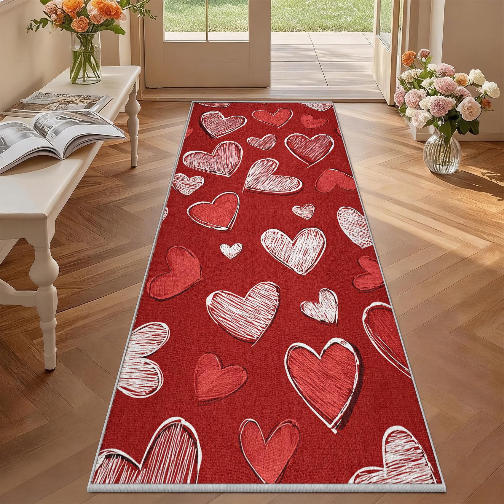 Tapis couloir antidérapant résistant aux taches et lavable pour entrée avec passage