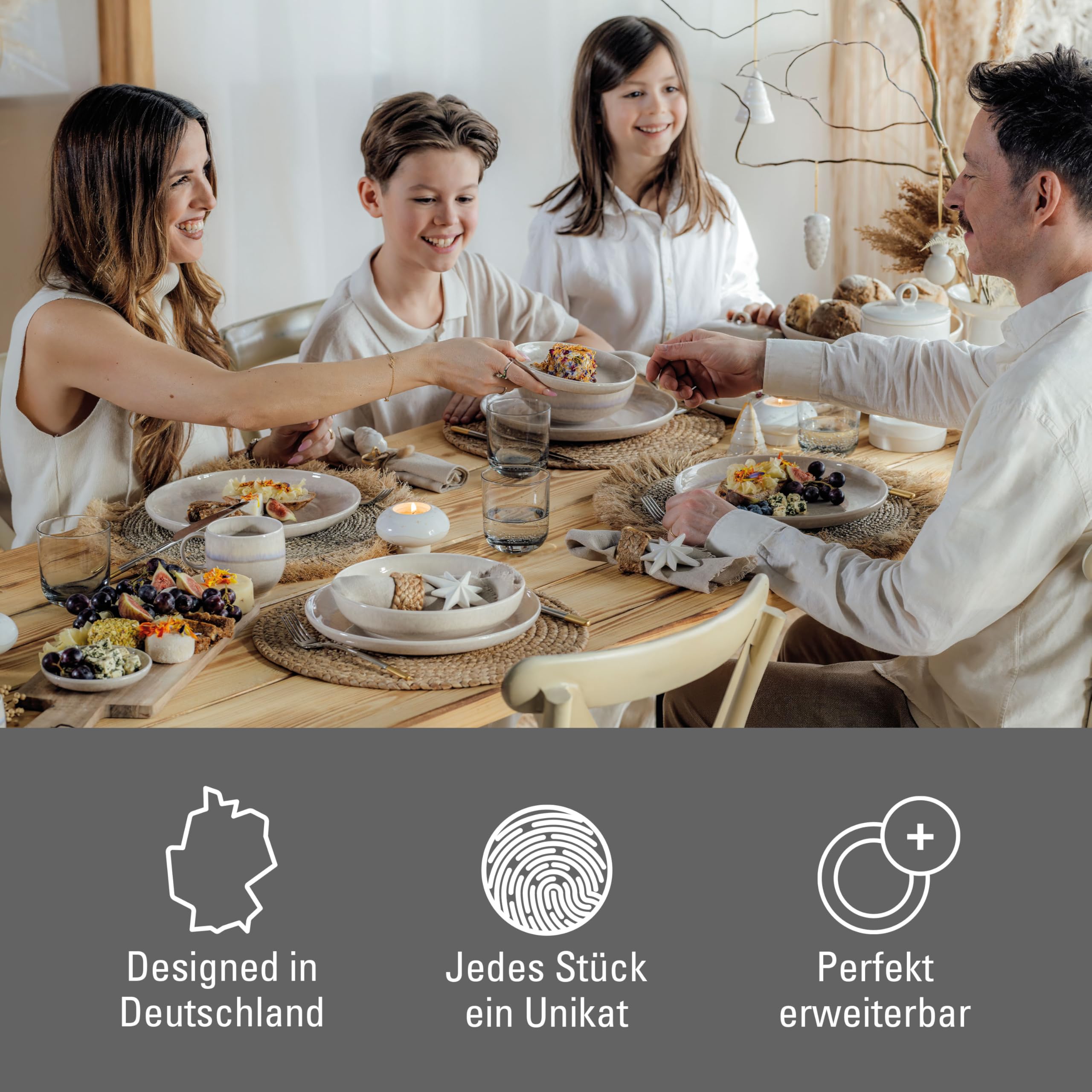 like. by Villeroy & Boch – Perlemor Sand Frühstücks-Set 6 teilig für 2 Personen Beige, Spülmaschinenfest, Mikrowellensicher, Geschirrset mit Frühstückstellern, Tassen und Schüsseln, Porzellan