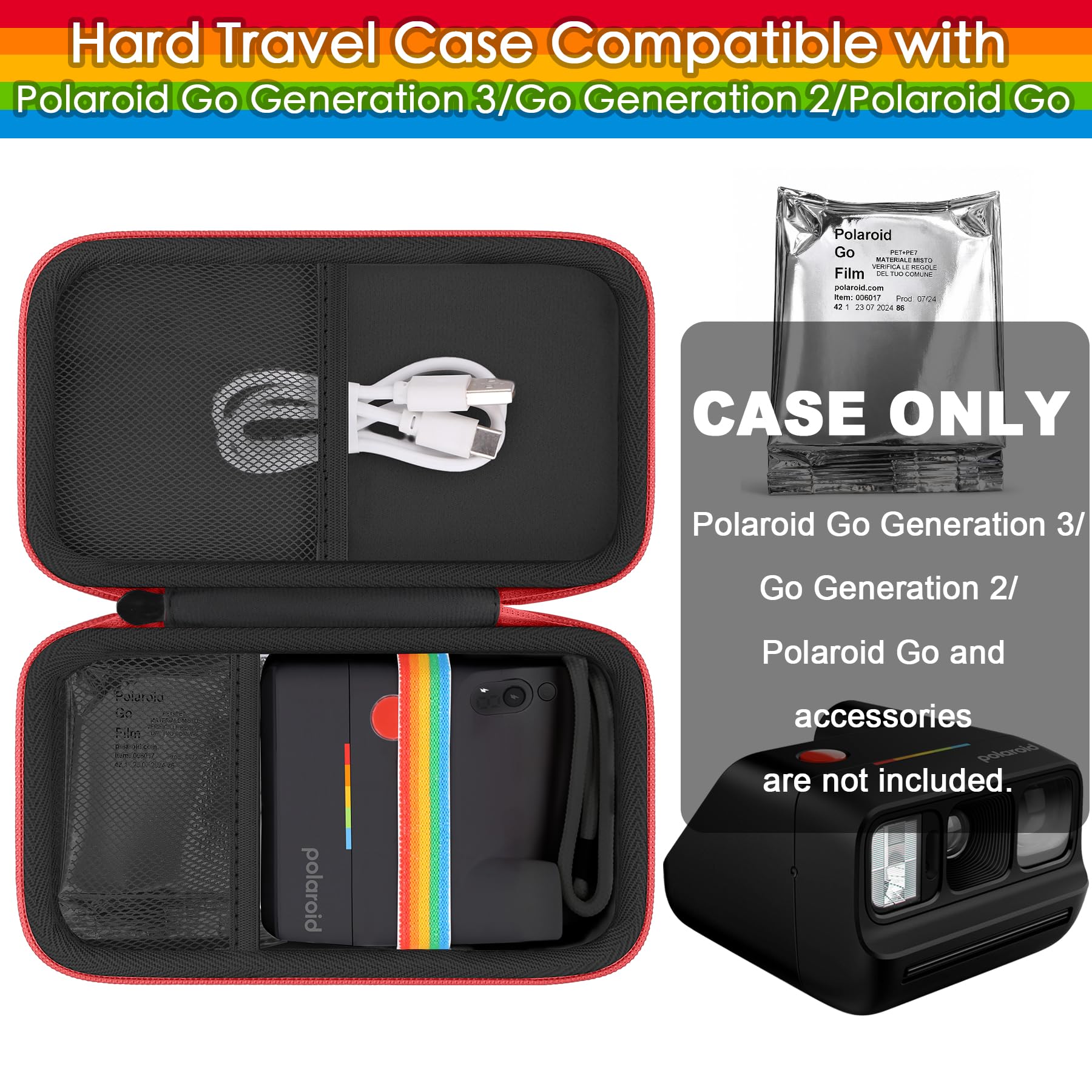 Khanka Custodia per Polaroid Go Gen 3/Gen 2/Go Mini - Grigio + Nero