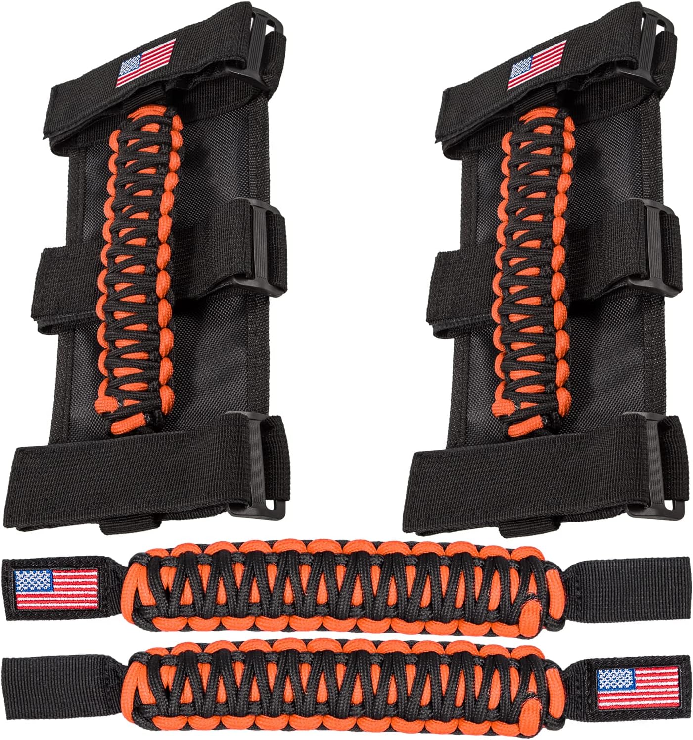 Roll Bar Grab Handles+Headrest Grip Handle for Jeep Wrangler YJ TJ JK JKU JL JLU Sport Sahara Freedom Rubicon Unlimited X Gladiator JT 1955-2023 UTV ATV Premium Paracord US Flag (Orange 4 Pack) Roll Bar Grab Handles+Headrest Grip Handle for Jeep Wrangler YJ TJ JK JKU JL JLU Sport Sahara Freedom Rubicon Unlimited X Gladiator JT 1955-2023 UTV ATV Premium Paracord US Flag (Orange 4 Pack)