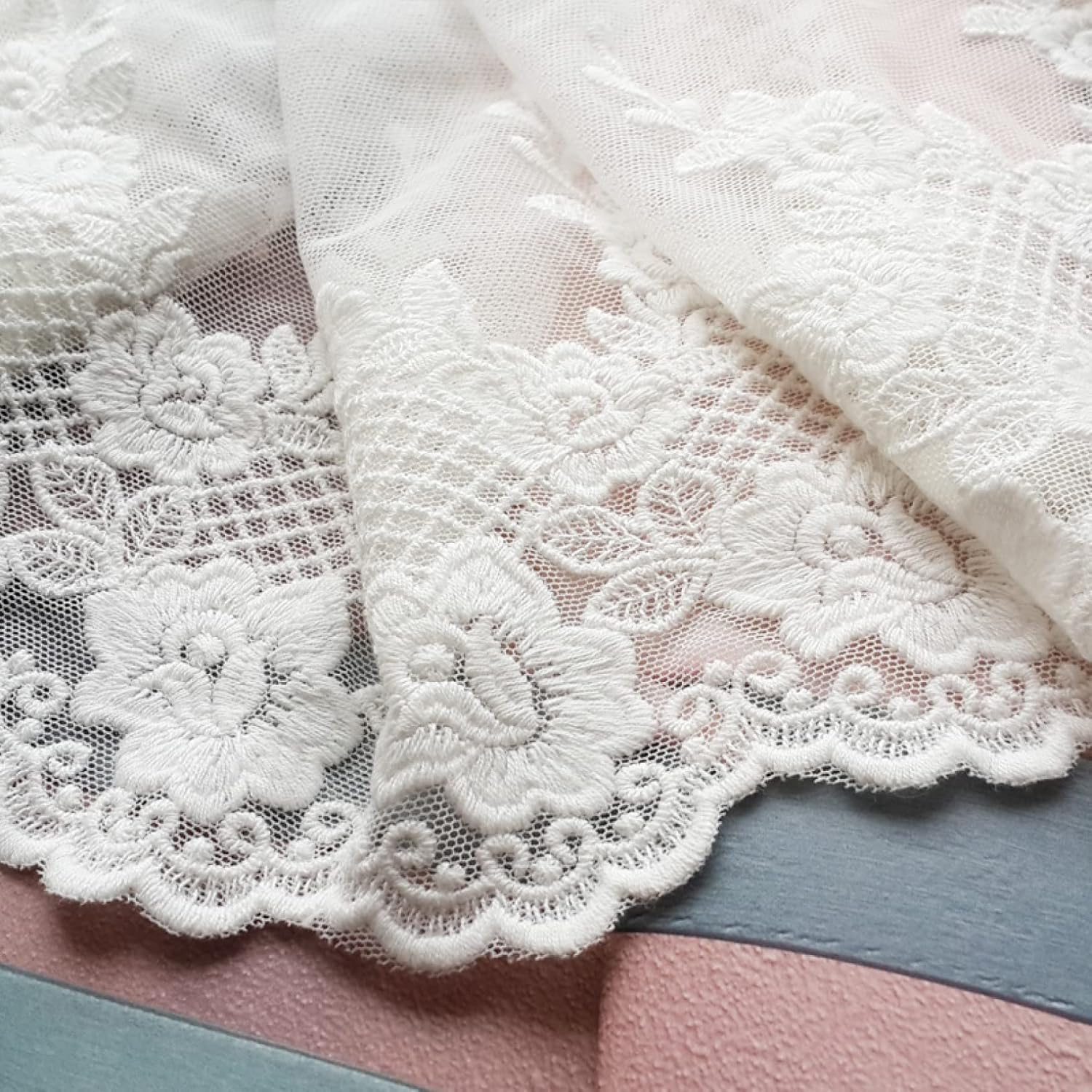 3 Yards 7.5 Inch Lace Trim for Sewing Lace Embroidered