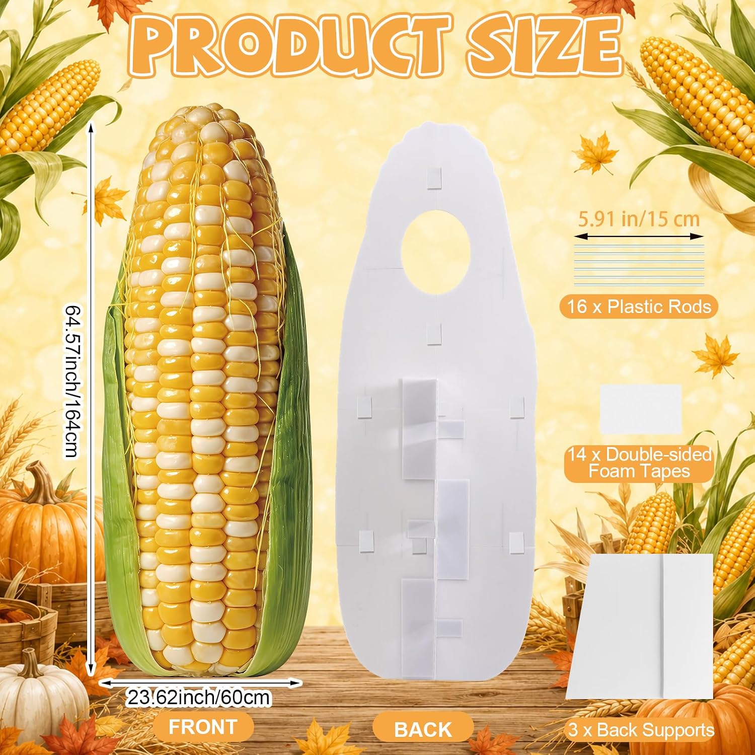 5.38 ft Life Size Corn Cob Corrugated Plastic Standee Cutout