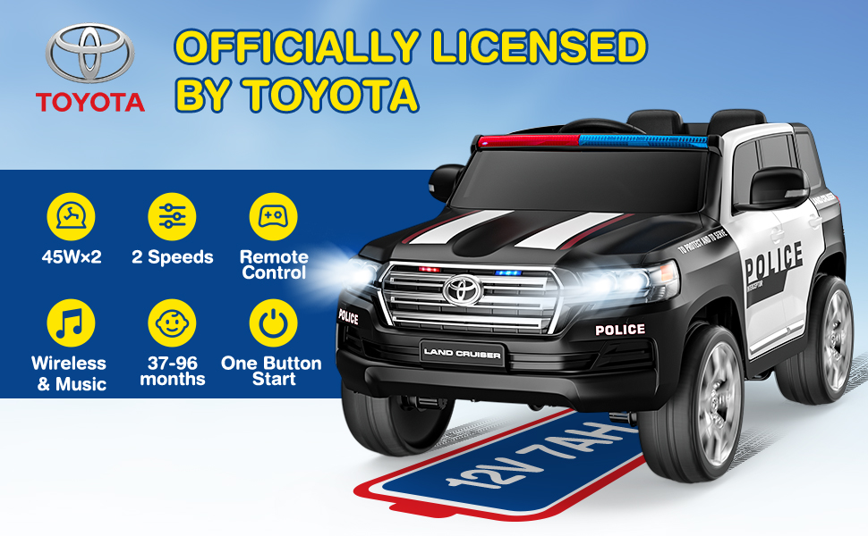 Amazon.com: Kiddowheels Toyota 12V Ride on Police Car