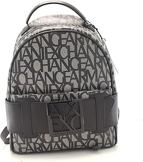 Armani Exchange Women's Backpack With All Over Logo, Beige/Nero, One Size