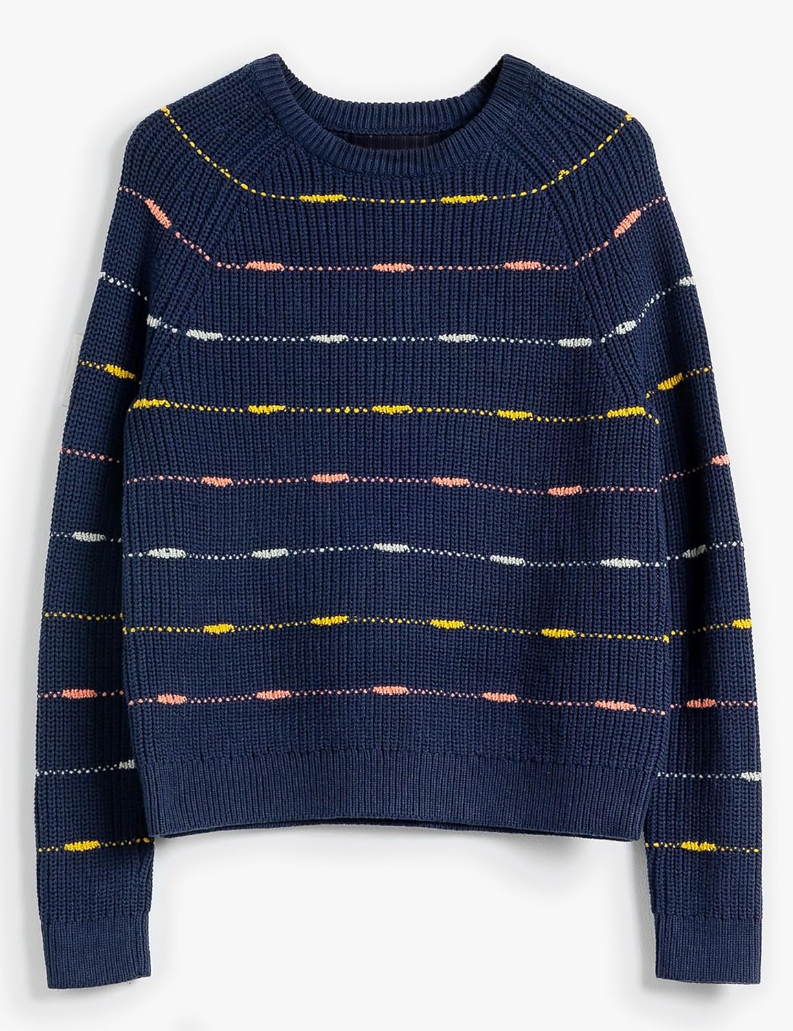 Cable Stitch Women's Dotted Stripe Sweater - Crewneck Long Sleeve Knitted Pullover Top - Image 6