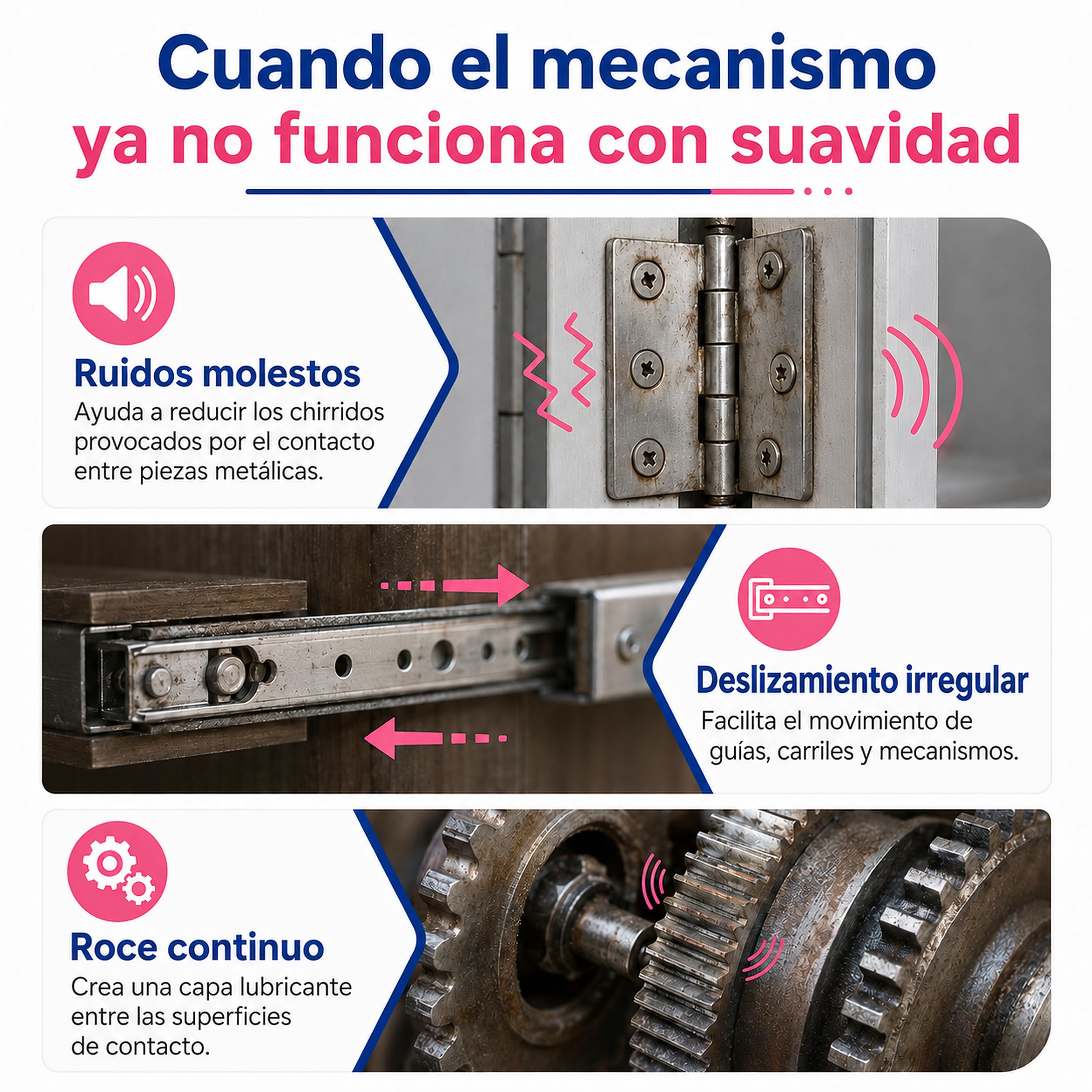 Grasa Blanca de Litio en Spray 400 ml, Lubricante Multiusos con Cánula de Precisión, Alta Adherencia y Protección Anticorrosión para Bisagras, Rodamientos, Engranajes y Guías, Pack de 6 Unidades