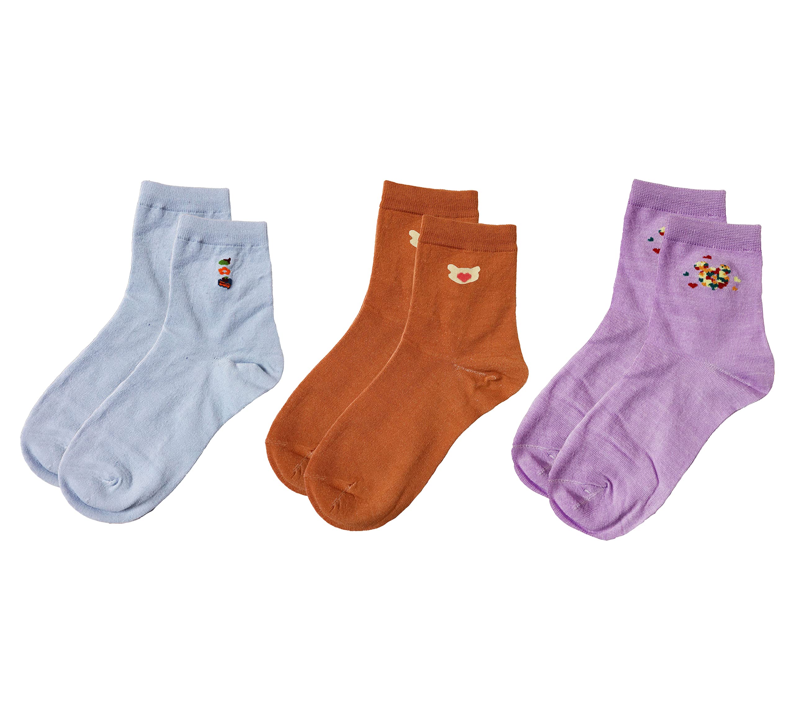 MultiColor Women's Cotton Mid Calf Length Sports Socks, Regular Wear Mid Calf Socks for Women, Girls Socks (Free Size, Pack of 3) (Assorted)-image-28