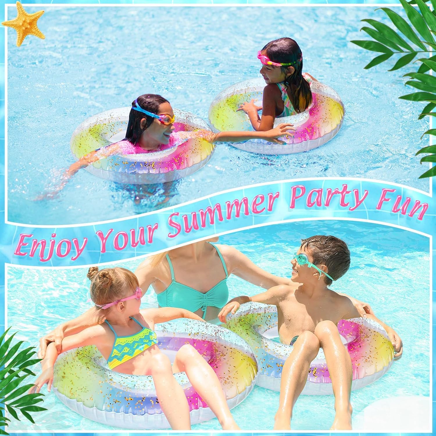 Anello di nuoto gonfiabile, Anello di Nuoto Gonfiabile Galleggiante Adulti, Piscina per Bambini per Adulti e Adolescenti, per Feste Estive in Piscina