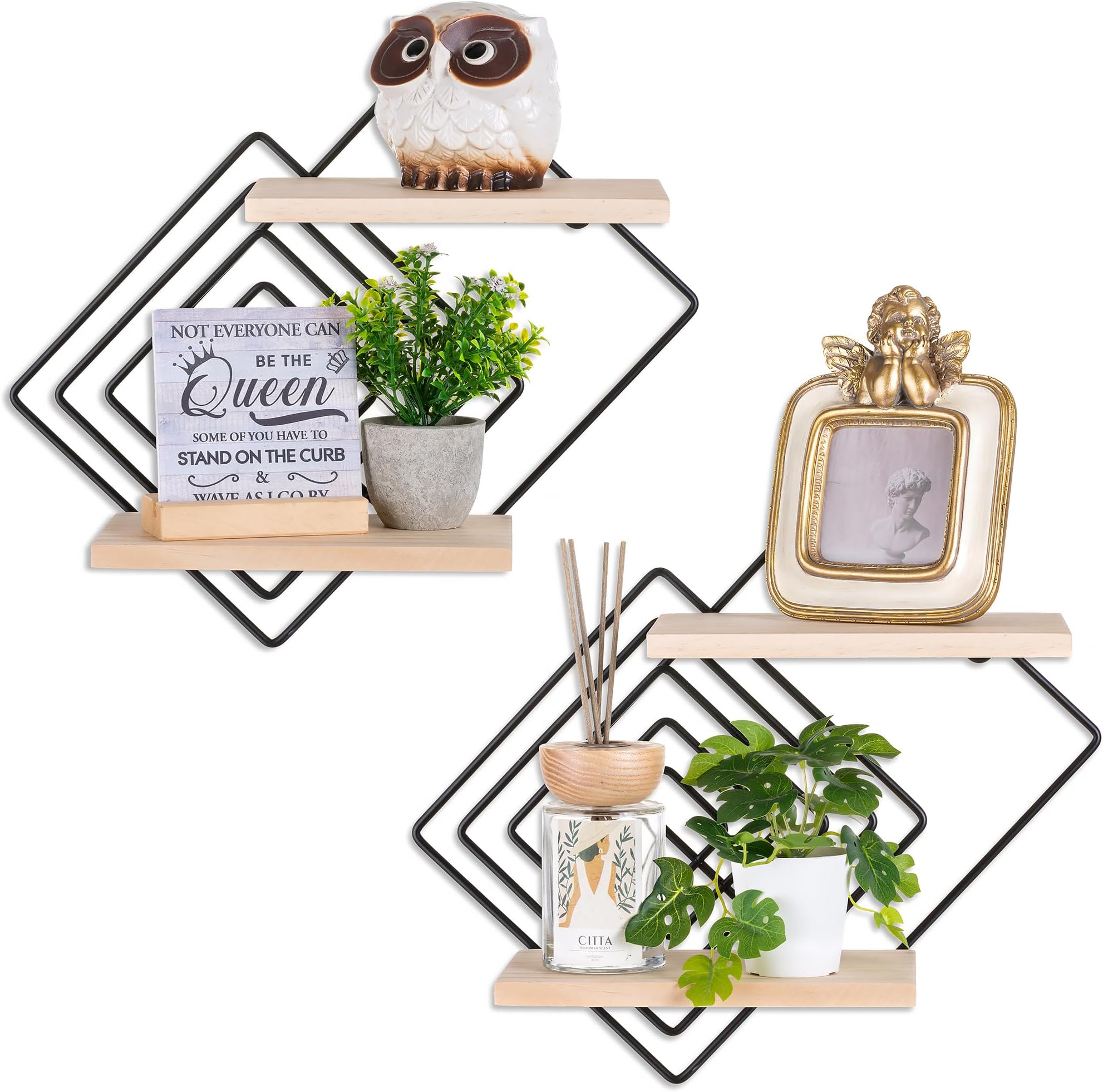Étagère Murale Flottante SUMGAR - 3 Niveaux - Bois Noir - Longue Et Ajustable