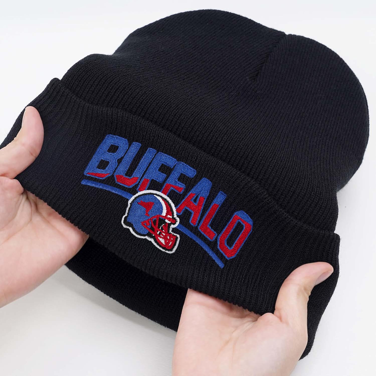 Football Fans Embroidered Beanie Hat, Football Team City Skull Beanie Hats Christmas Best Gift for Men Women - Image 2