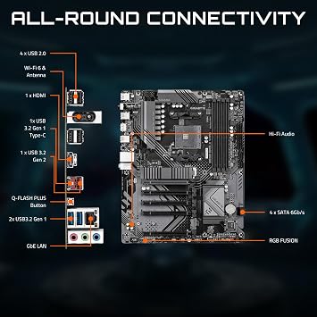 GIGABYTE B550 Eagle WIFI6 Anakart, AMD AM4 Ryzen 5000 İşlemcileri, ATX, DDR4, 2X M.2, PCIe 4.0, WIFI6, 1GbE LAN, EZ-Mandalı destekler