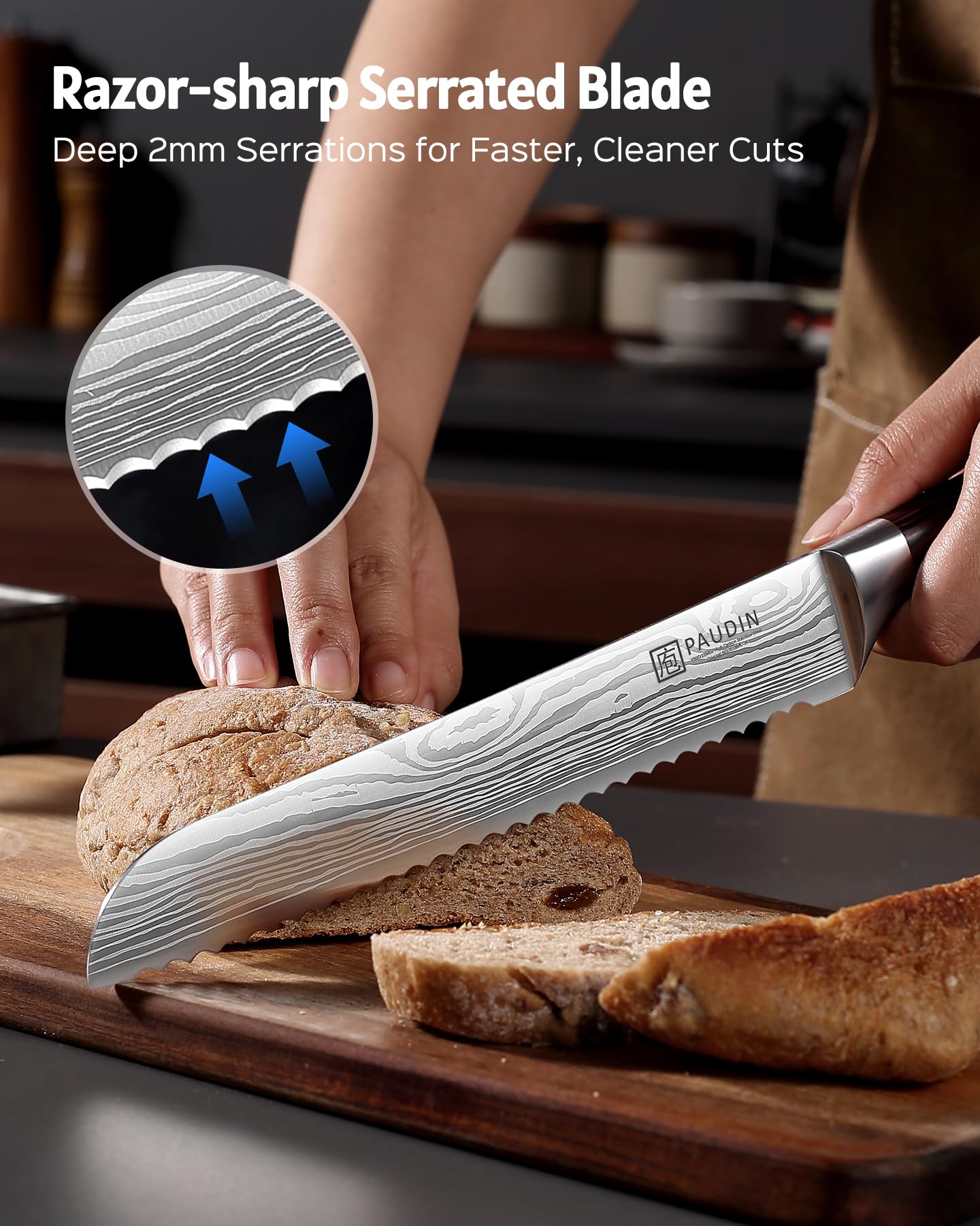 PAUDIN Bread Knife - 8" Serrated for Fresh Bread -5 PAUDIN Bread Knife - 8" Serrated for Fresh Bread -5