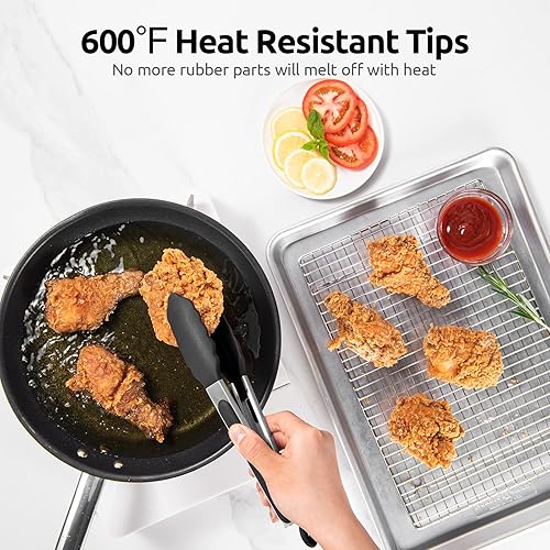 Miniatura 3 de Pinzas de cocina resistentes al calor de 600  U-Taste de silicona de 9 pulgadas con puntas de goma antiadherentes selladas firmes y mango de acero