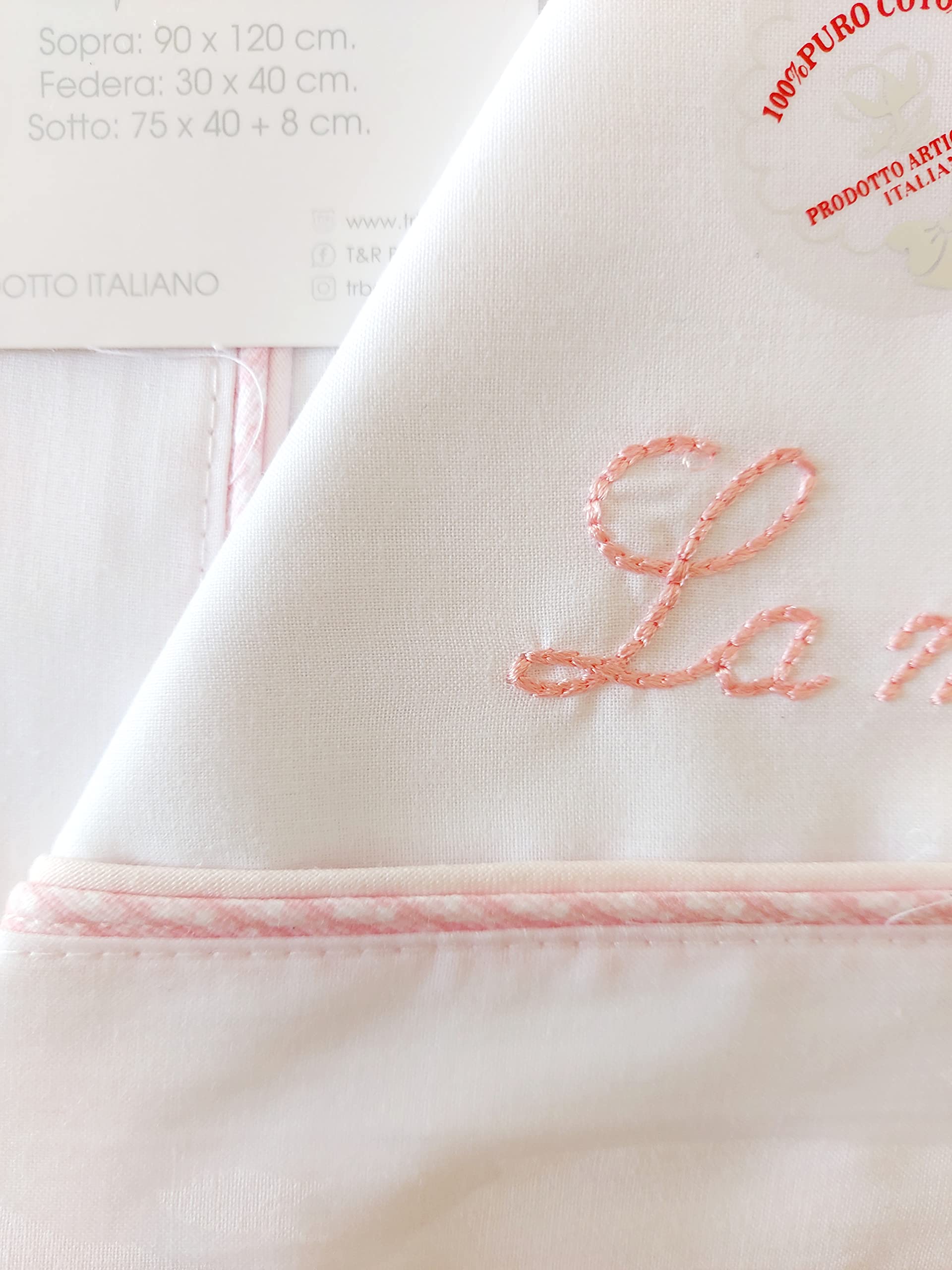 nazarenogabrielli Compose culla 3 pz bianco-ricamato 100% cotone NG91P Prodotto in Italia