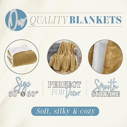 Miniatura 4 de Elegant Comfort Manta reversible de sherpa sólida, para todas las estaciones, súper suave, acogedora y afelpada, manta decorativa, perfecta para