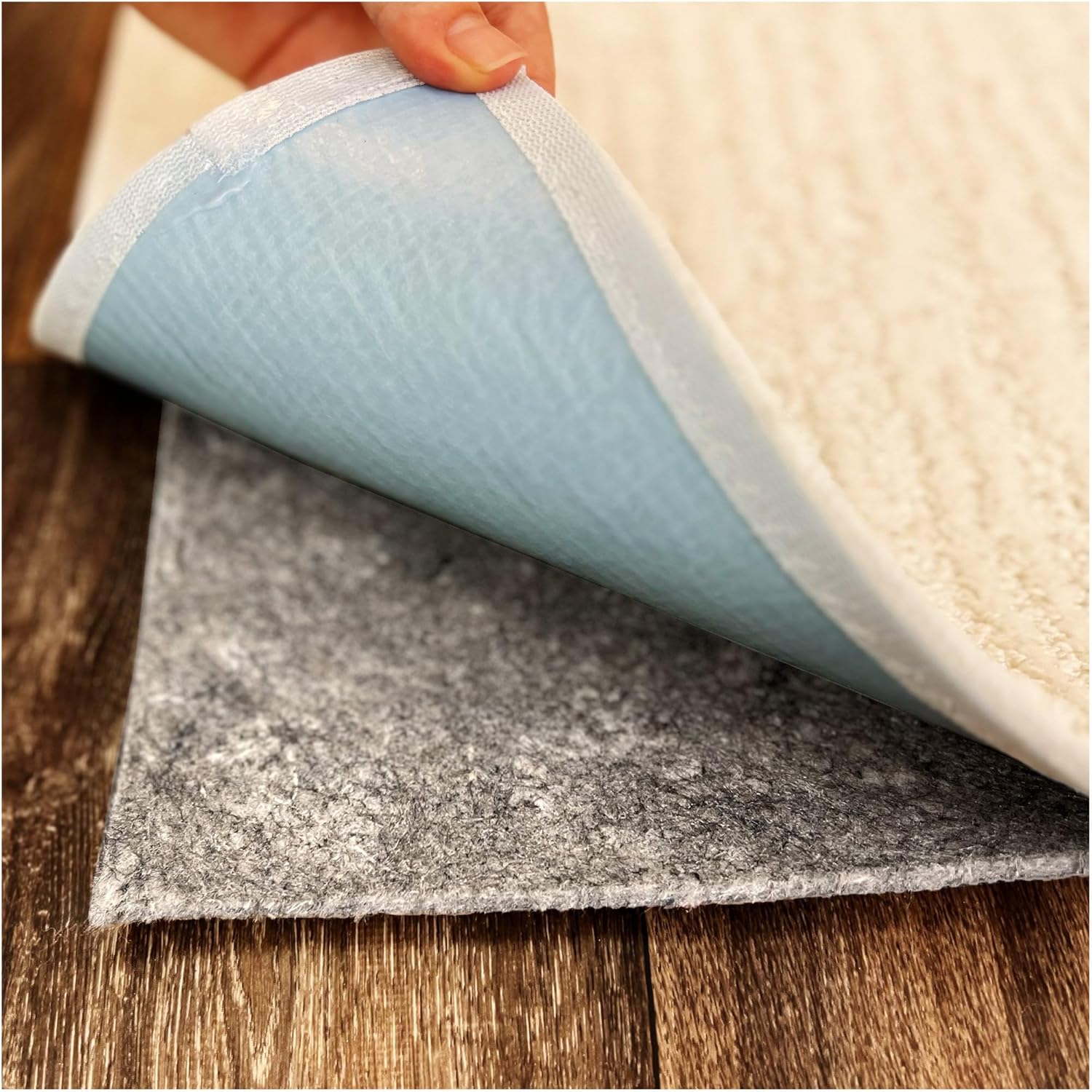 KOECKRITZ 10' Round Non-Slip Rug Pad Gripper - 1/4″ Thick Felt & Rubber Duo-Lock - Safe for All Floors & Hardwoods - Protects Floors, Keeps Rugs Flat