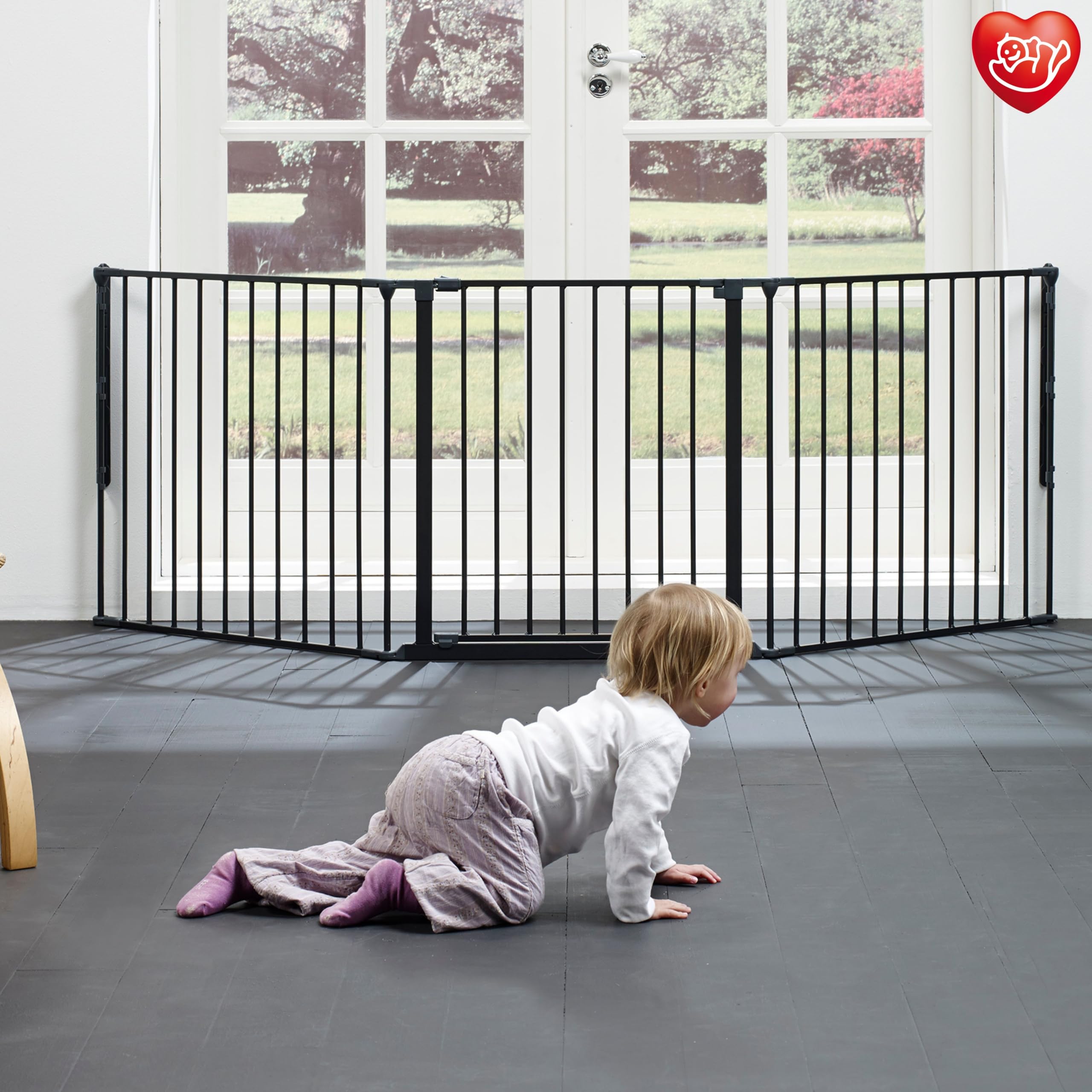 BabyDan Flex L, 90-223 cm, Barrière de sécurité/barrière d'escalier/séparation de pièce, noire, fabriquée en Danemark - Barrière pour bébés (Barrière pour chiens/Parc pour chiens)
