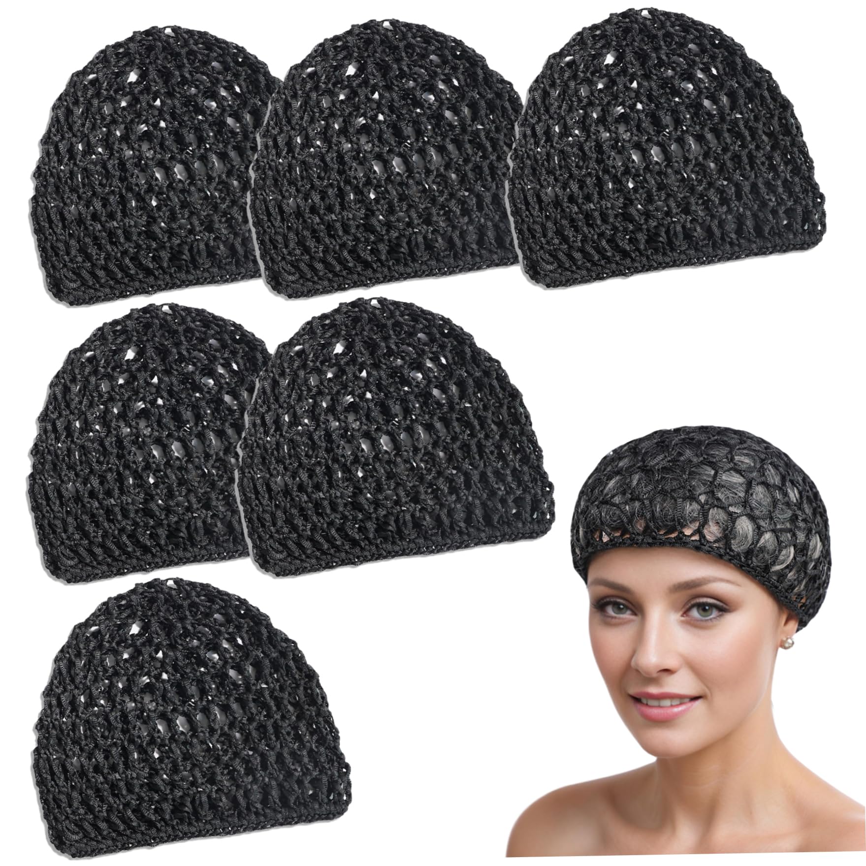 Tubi Hair Wrap, 6pcs Elastic Crochet Dominican Hair Net, Soft Mesh