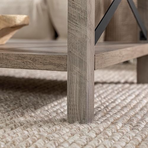 Miniatura 27 de Walker Edison Sedalia Moderna Metal X Mesa de centro, 40 pulgadas, gris de piedra Gris piedra,Roble rústico,Blanco (White Oak),Gris (Grey Wash)