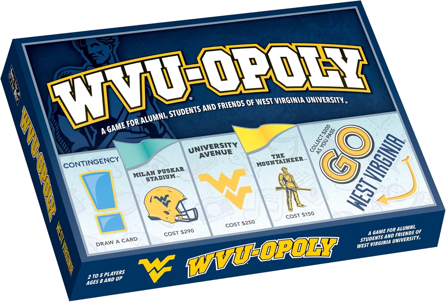 Late for the Sky West Virginia-Opoly Board Game – WVU Campus Edition, Family Strategy Game for 2-6 Players, College Town Tokens, Fast One-Hour or Classic Play