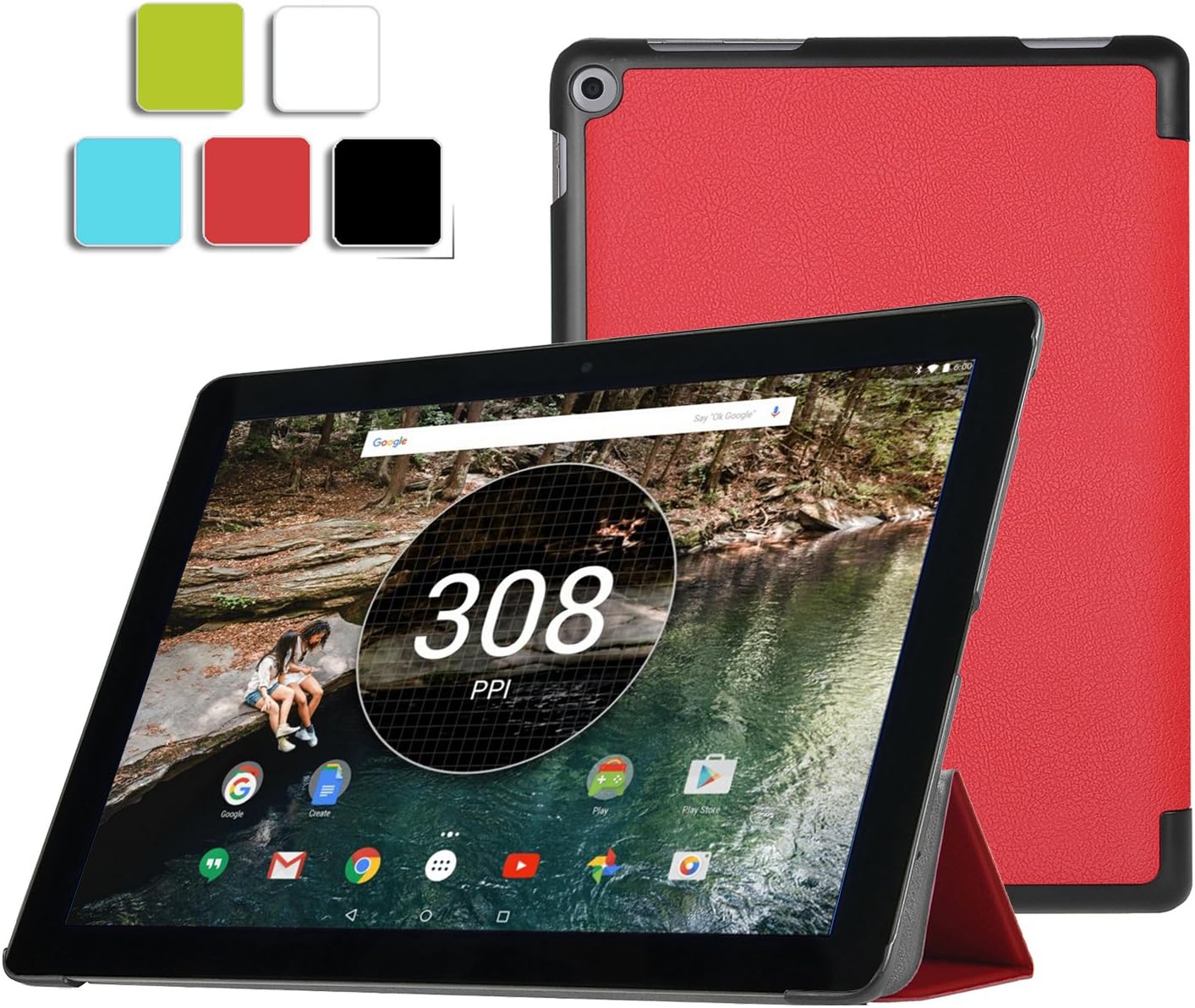 Google Nexus Pixel C case, KuGi ultra-thin Smart Cover Case Only fit for Google Nexus Pixel C Tablet. (Red)